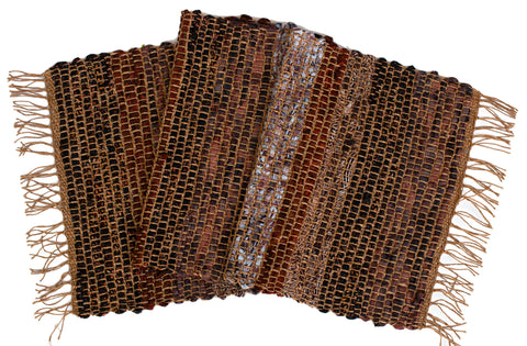 Handwoven Tablerunner, Gold-Rust-Brown, 14" x 43"