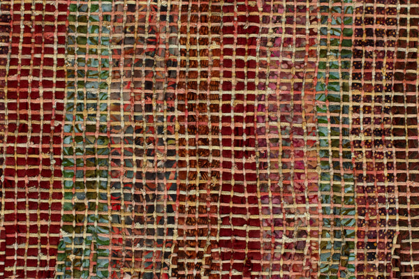 Handwoven Tablerunner, Rust-Green-Red, 14" x 43"