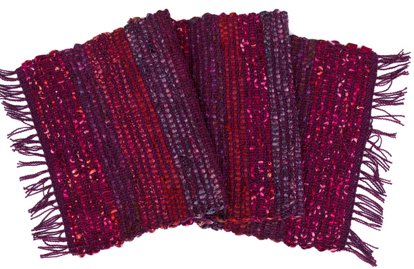 Handwoven Tablerunner, Burgundy-Purple, 14" x 44"