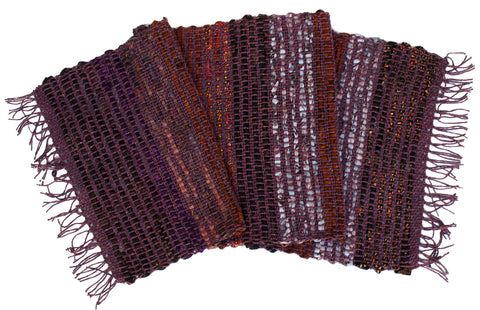 Handwoven Tablerunner, Dusty Purple-Gray-Black, 14" x 42"