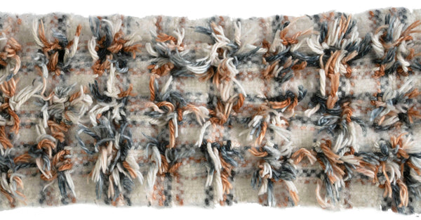 Handwoven and Deconstructed Scarf, "Caramel Shag," 5 x 50 inches