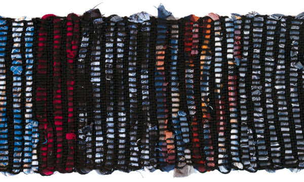 Handwoven Rag Scarf, "Mondrian," 6.5" x 59"