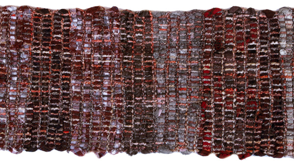 Handwoven Rag Scarf, "Red Veined Marble," 6.5" x 73"