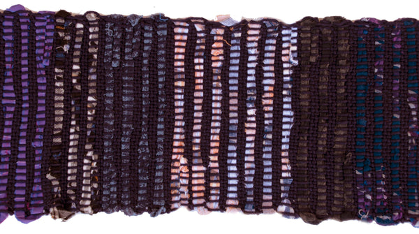 Handwoven Rag Scarf, "Navy Blue," 6.5" x 74"
