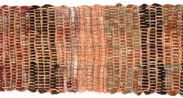 Handwoven Rag Scarf, "Apricot and Greens," 6.5" x 75"