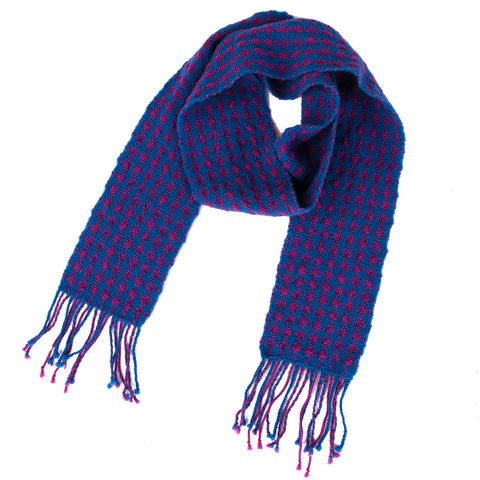 Handwoven and Felted Scarf, "Deep Blue," 5 x 63 inches