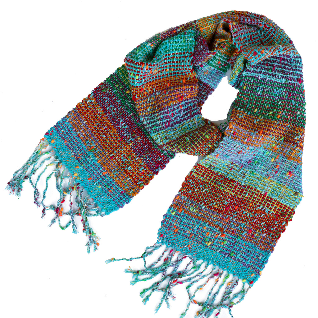 Handwoven Scarf, "Multicolors," 6.5" x 61"