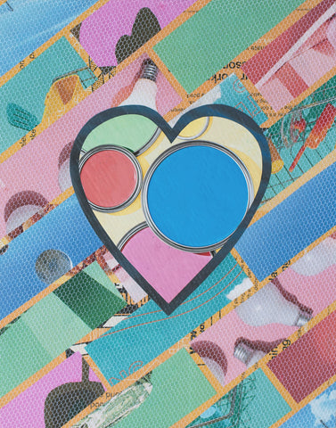 Cassandra Tondro, "Bird's Eye View," heart collage