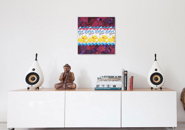 "In a Jiffy," original collage, 12" x 12"