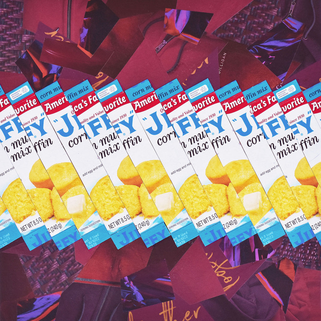 "In a Jiffy," original collage, 12" x 12"