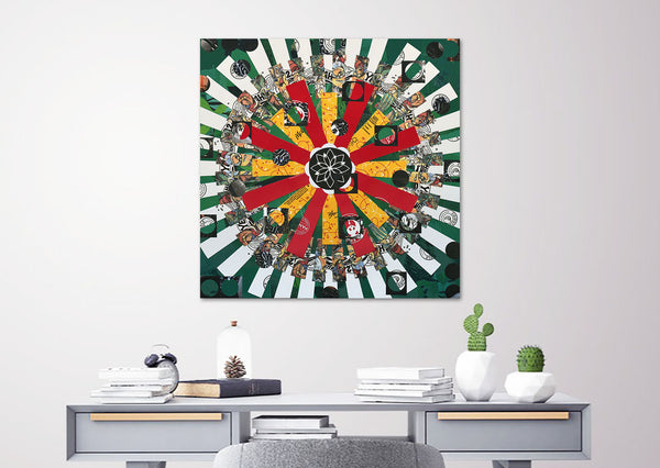 "Coffee Klatch," original collage, 20" x 20"