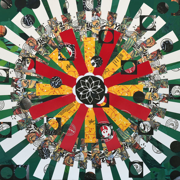 "Coffee Klatch," original collage, 20" x 20"