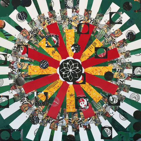 "Coffee Klatch," original collage, 20" x 20"