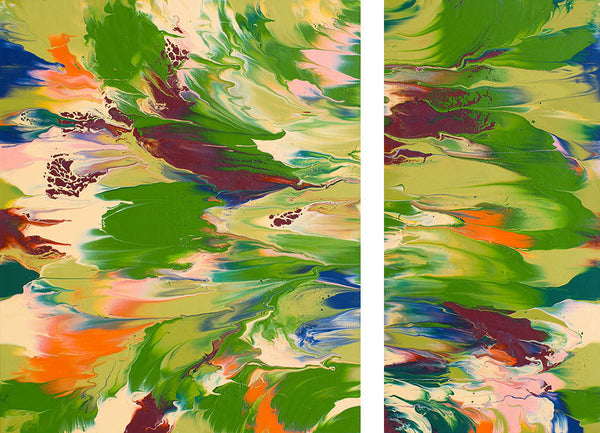 "Spring Break," original painting, diptych, 36" x 48"