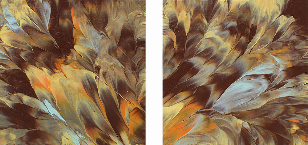 Cassandra Tondro, abstract painting, "Magma," diptych art